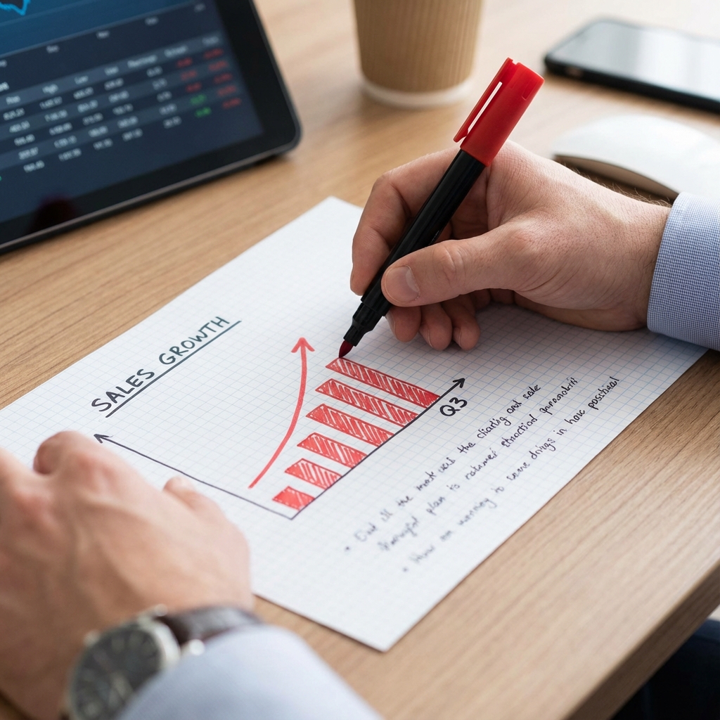 Hand drawing a growth chart